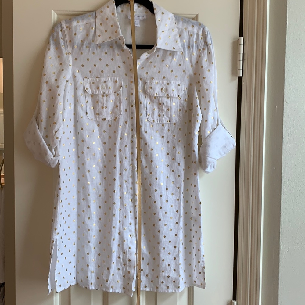Linen button down tunic top size small